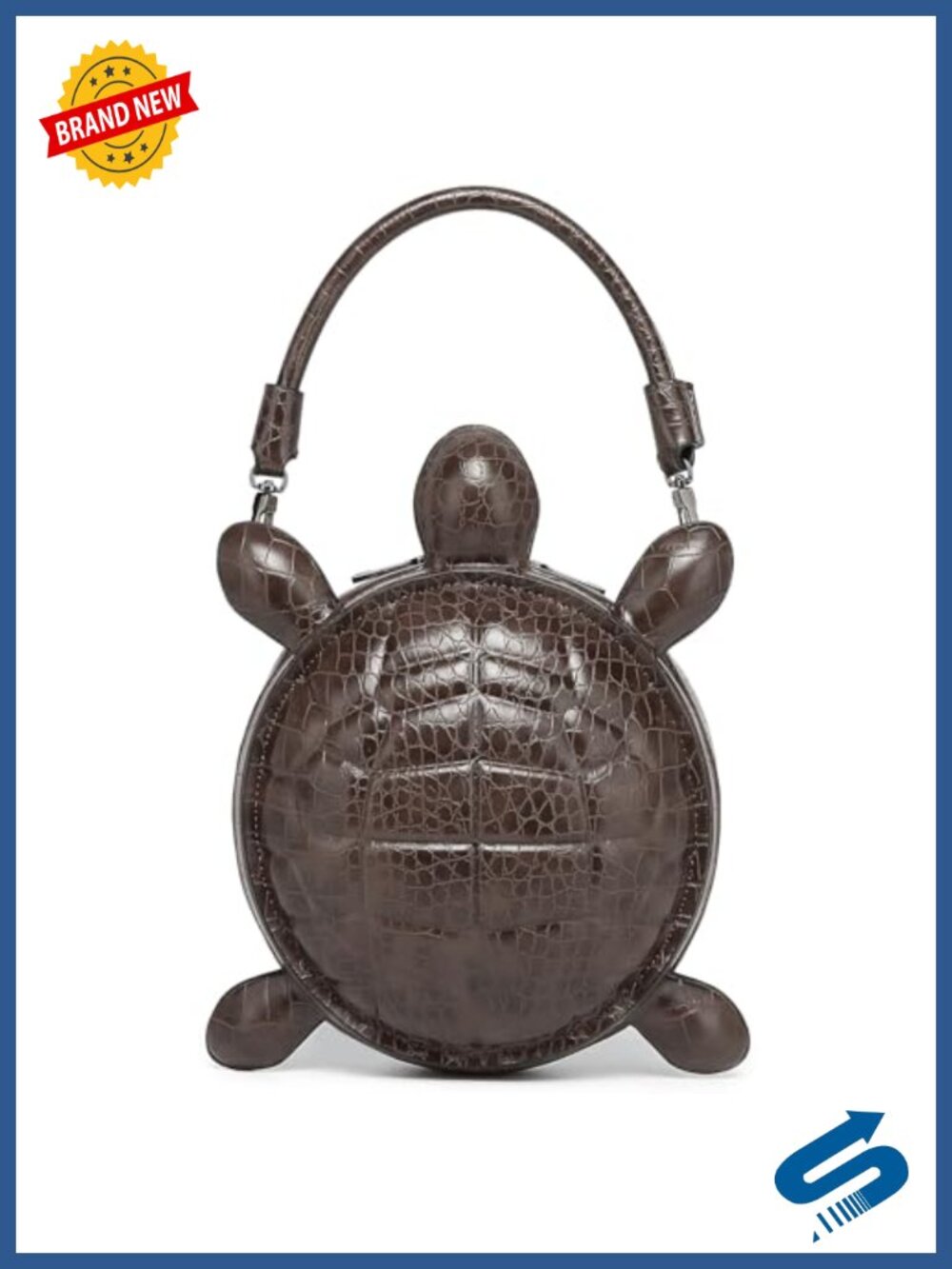 PU Leather Novelty Turtle Shape Handbag Crossbody Purse Removable Strap